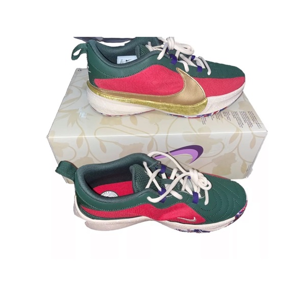 Nike Freak GS Kids Size Basketball Shoes Gym Red/Metallic Gold